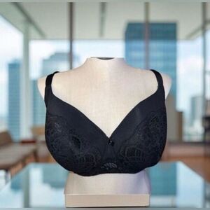 Plus Size Black Lace Auden Balconnette Lightly Lined Bra Size 46DDD